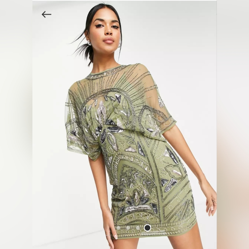 Asos design batwing embellished pencil dress